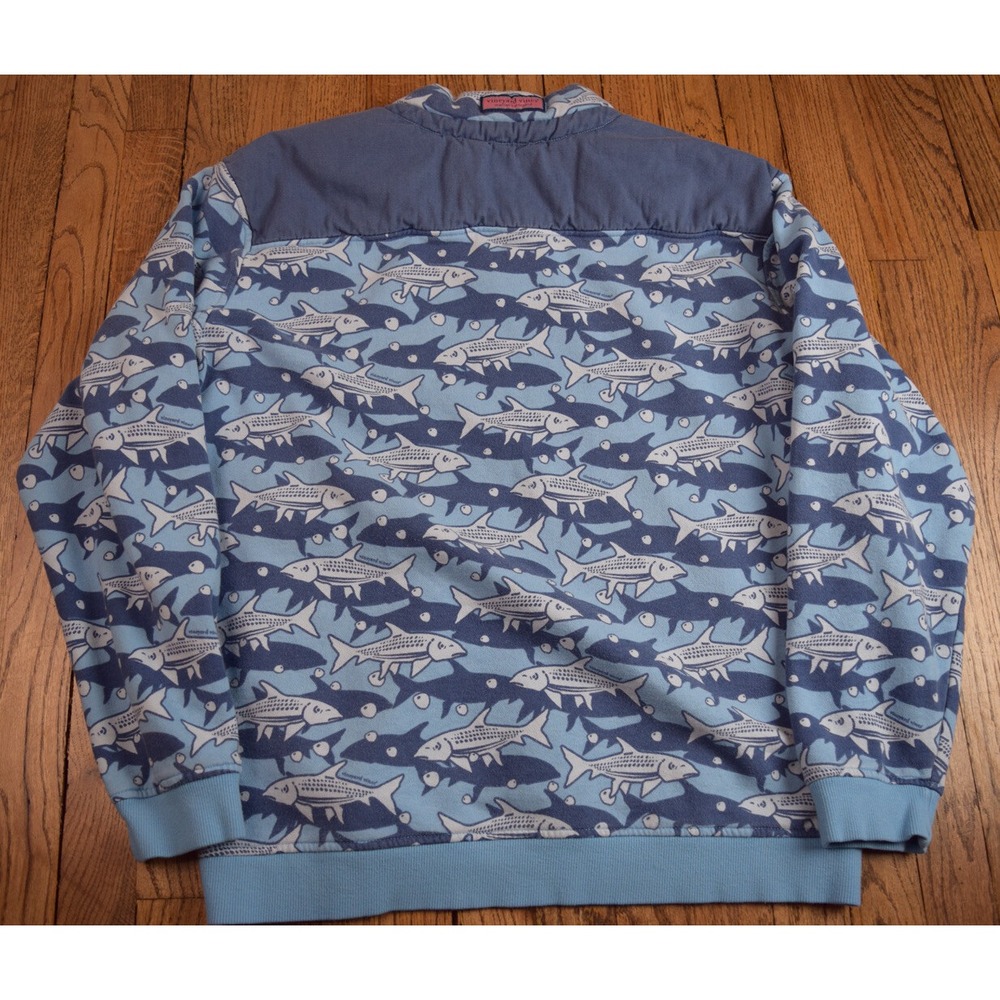 Vineyard Vines 1/4 Zip Pullover Sweater Fish All Over Print Men's Size Large‎ - Picture 4 of 5